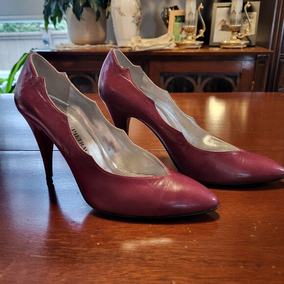 Vintage Burgandy Italian Leather Pumps Size 8 - Picture 1 of 11